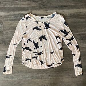 H&M Black Bird Print Long Sleeve Top